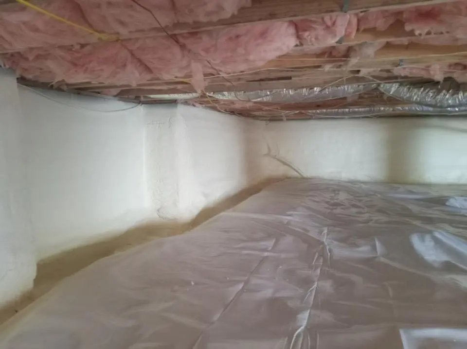 Crawl space encapsulation with closed-cell spray foam for Storm Damage Roof Repair in Richmond